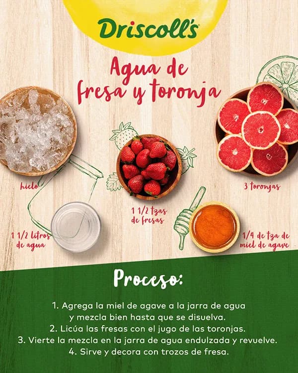Pieza de social de Driscoll's con una berry convertida en personaje simpático, tono fresco y cercano.