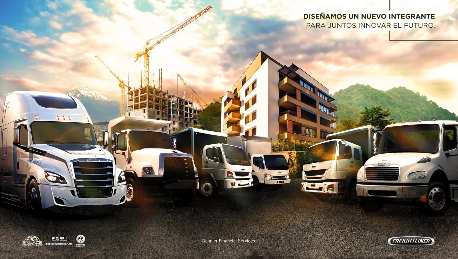 Pieza de social media de la gama y flotillas de tractocamiones Freightliner