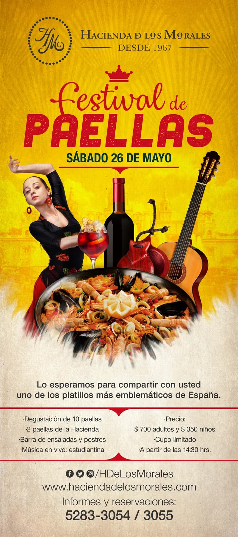 Propuesta de key visual para un festival de paellas en Hacienda de los Morales