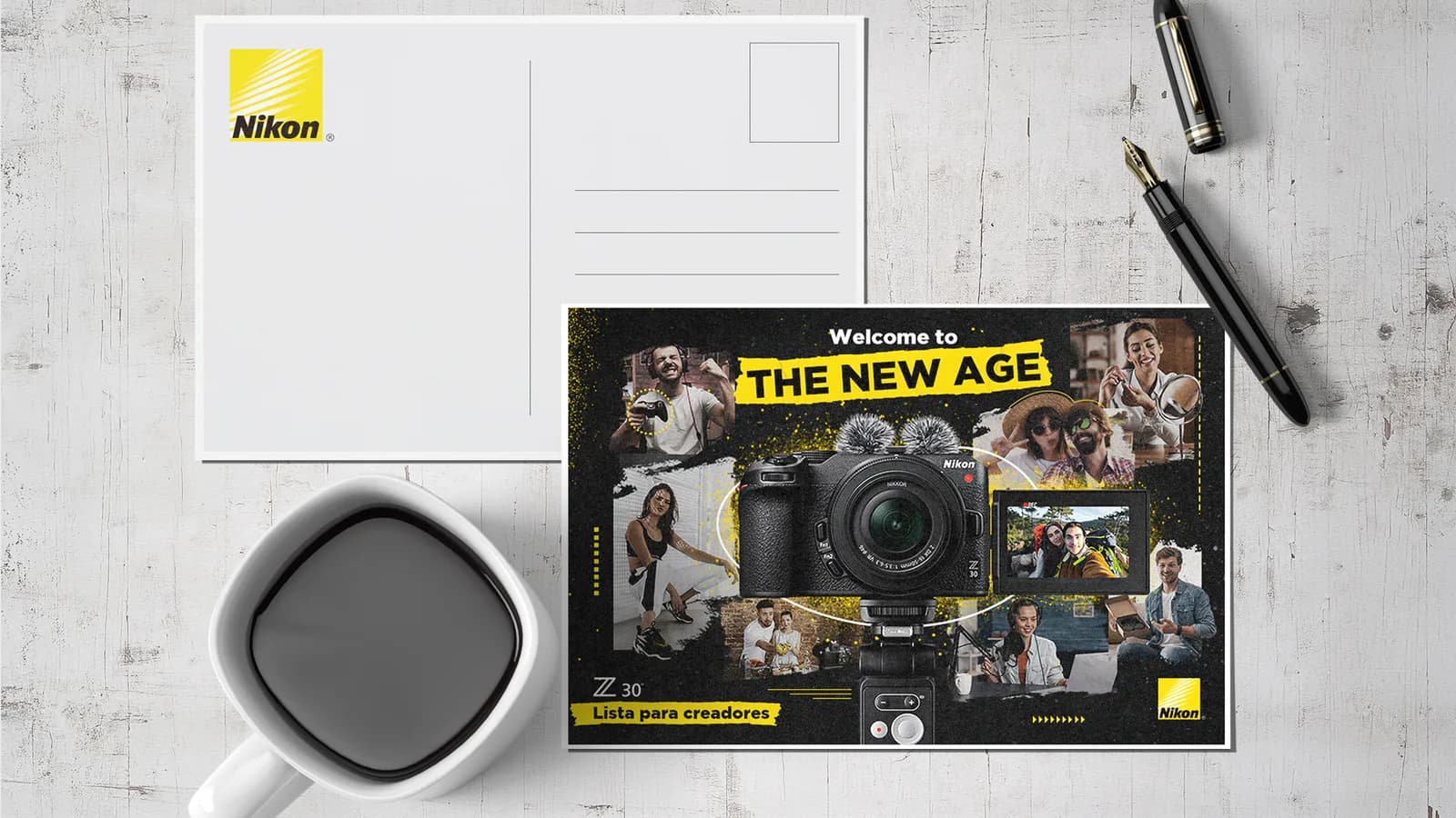 Mockup de la postal de invitación del lanzamiento de la Nikon Z30