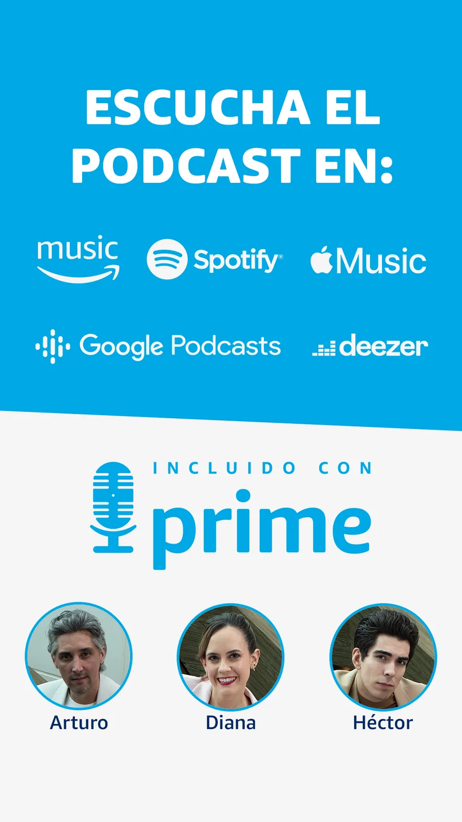 Plantilla de social media vertical para el podcast Incluido con Prime