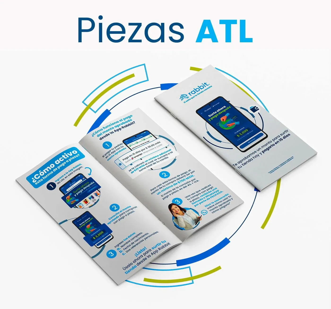 Pieza master ATL de la campaña de Rabbit con la app al centro y sus servicios alrededor